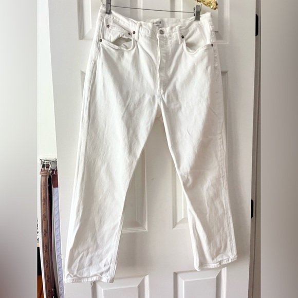 Agolde White Riley Crop Jeans - Picture 4 of 13